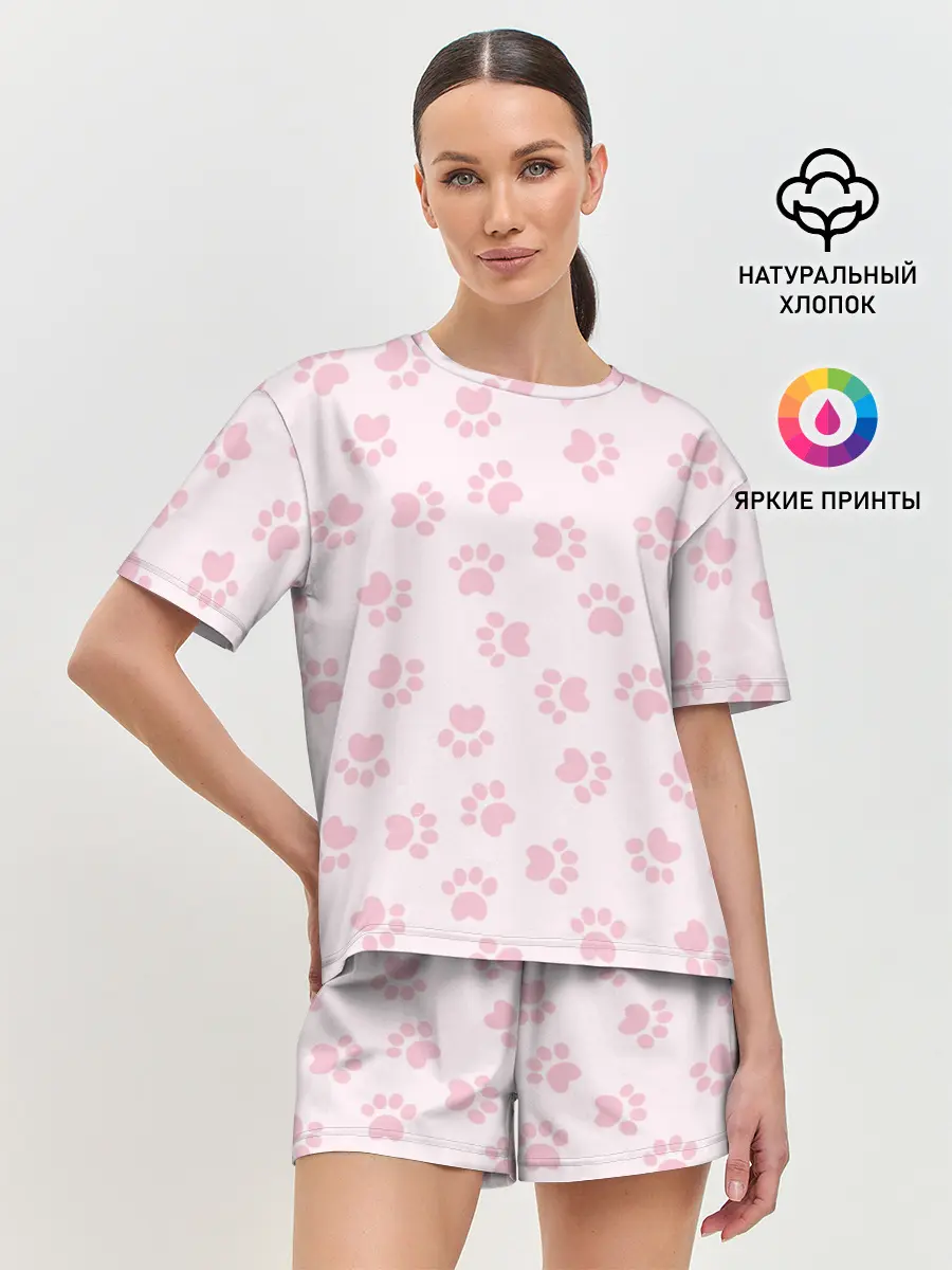 Женская пижама с шортами / Собачьи Следы