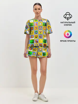 Женская пижама с шортами / Super Mario Pop art