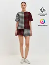 Женская пижама с шортами / Красно белая рубашка в клетку