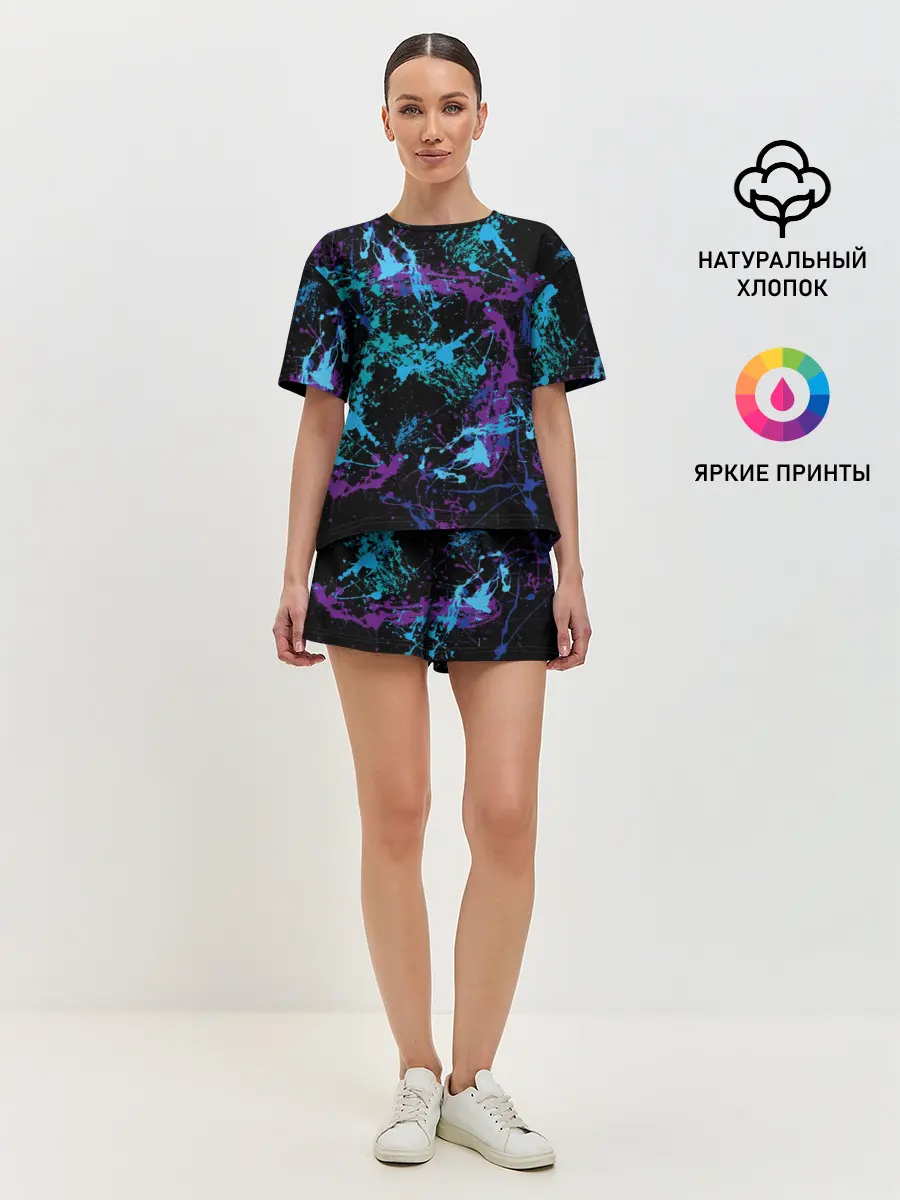 Женская пижама с шортами / Брызги