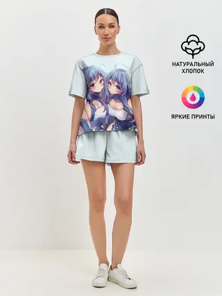 Женская пижама с шортами / Аниме девочки-двойняшки