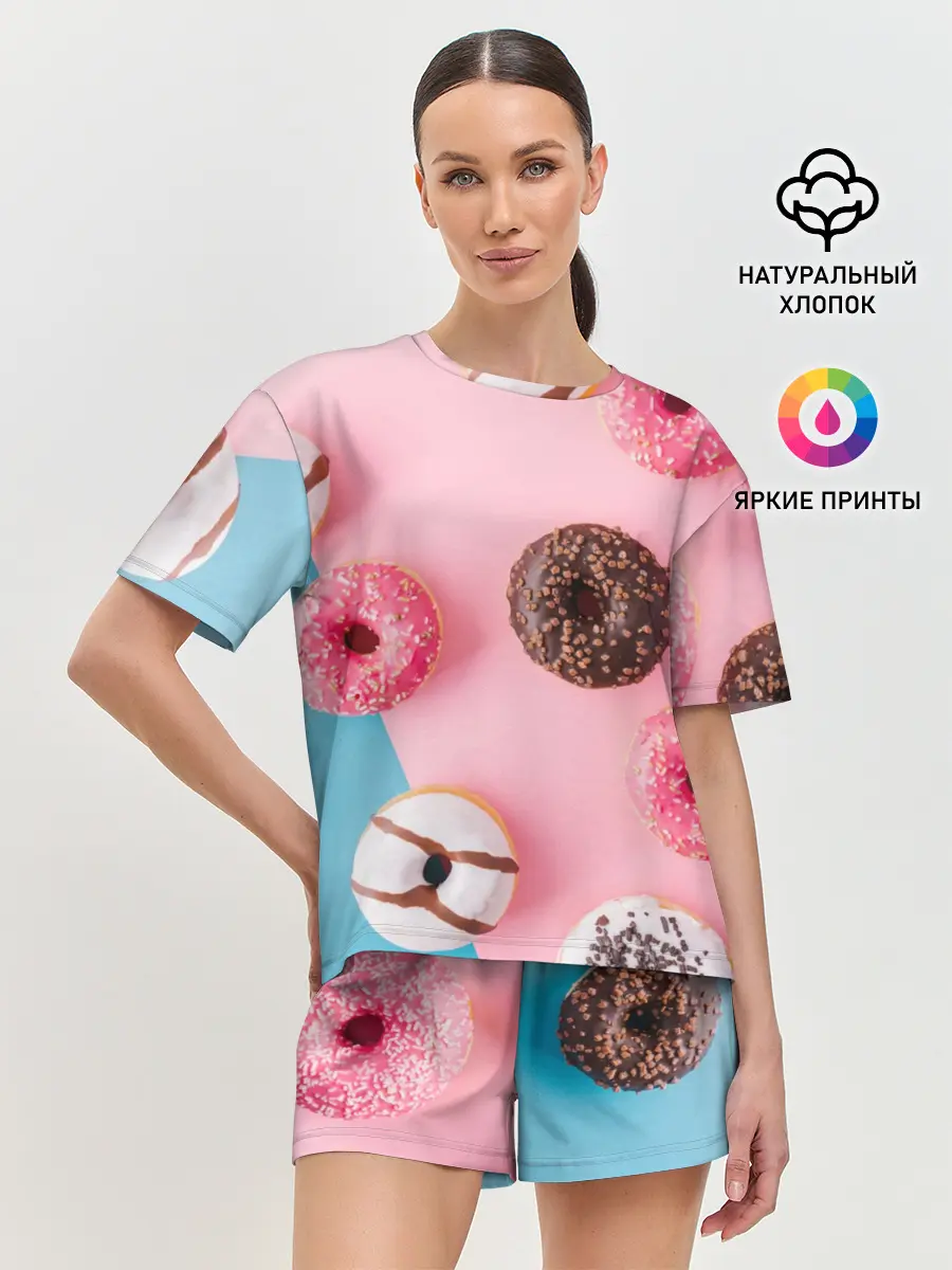 Женская пижама с шортами / пончики