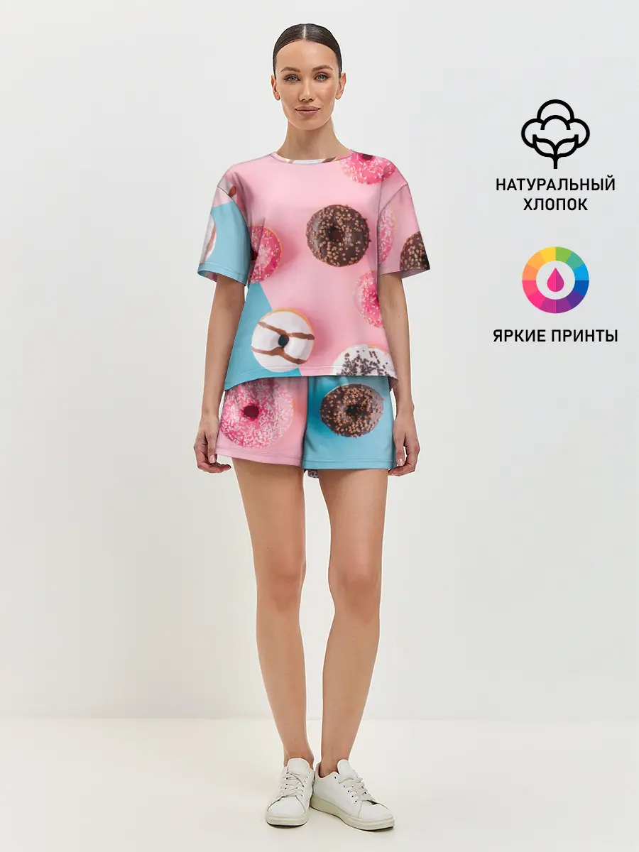 Женская пижама с шортами / пончики