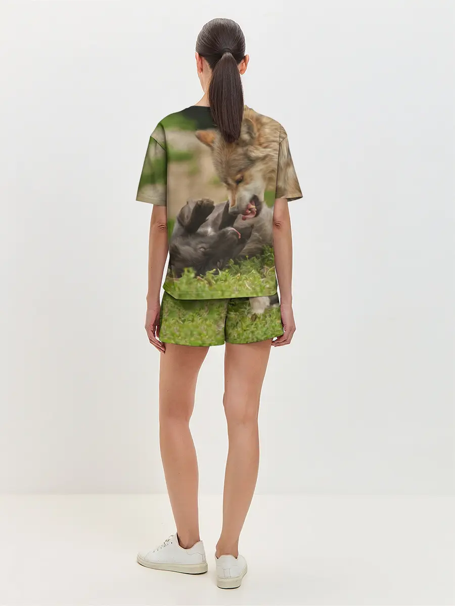 Женская пижама с шортами / Волки