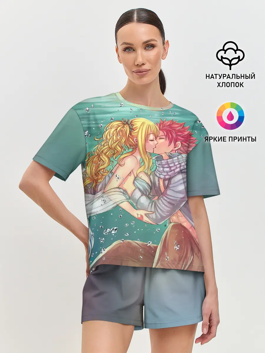 Женская пижама с шортами / Хвост Феи поцелуй Люси и Нацу