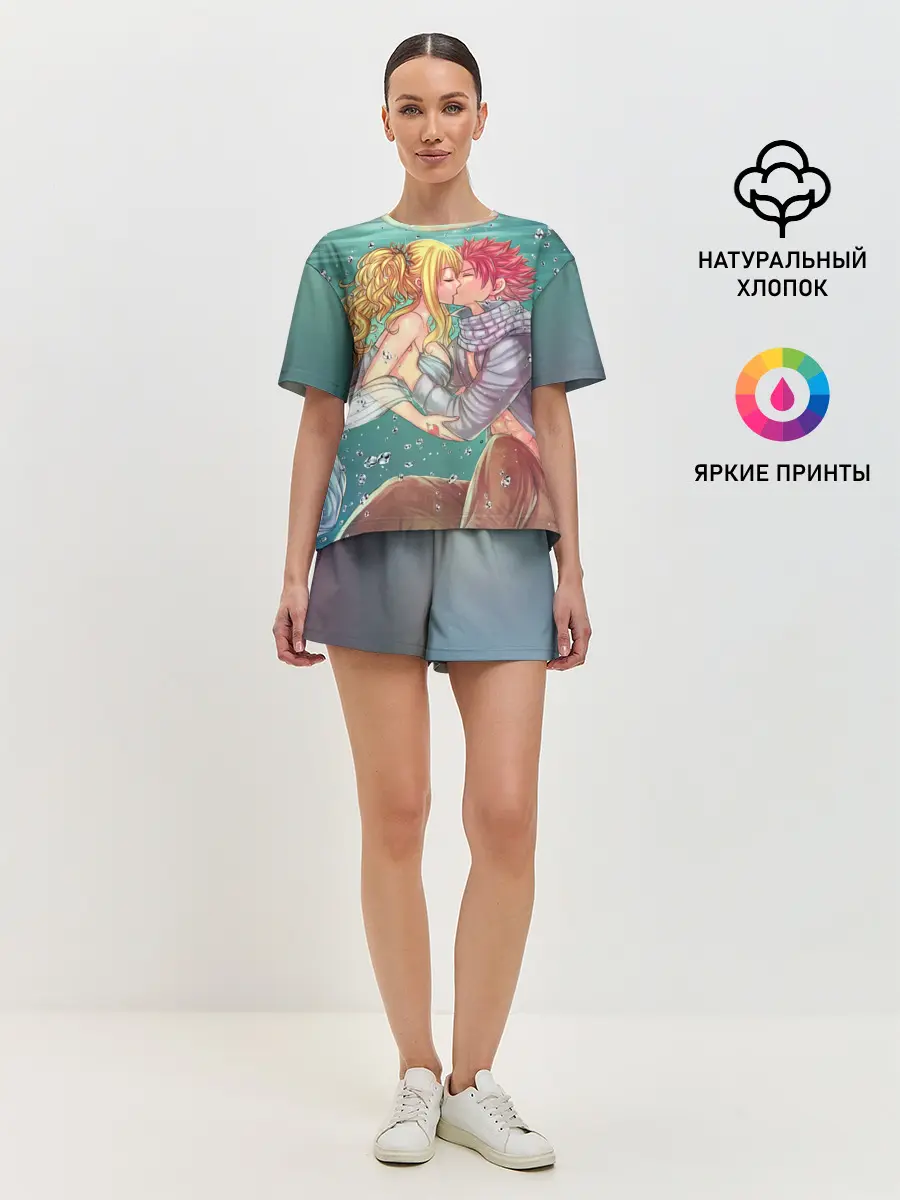 Женская пижама с шортами / Хвост Феи поцелуй Люси и Нацу