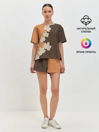 Женская пижама с шортами / ОСЕННИЕ ЛИСТЬЯ