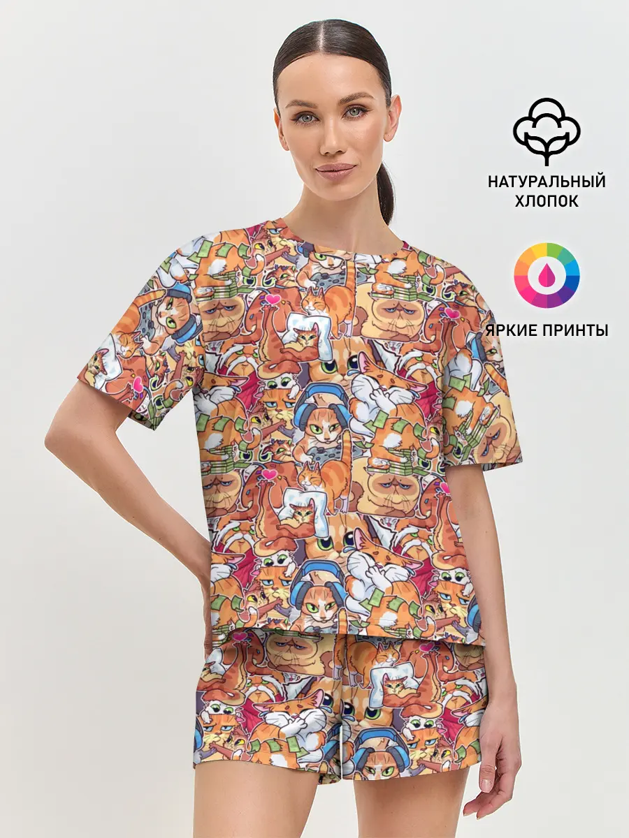 Женская пижама с шортами / Котобомбинг