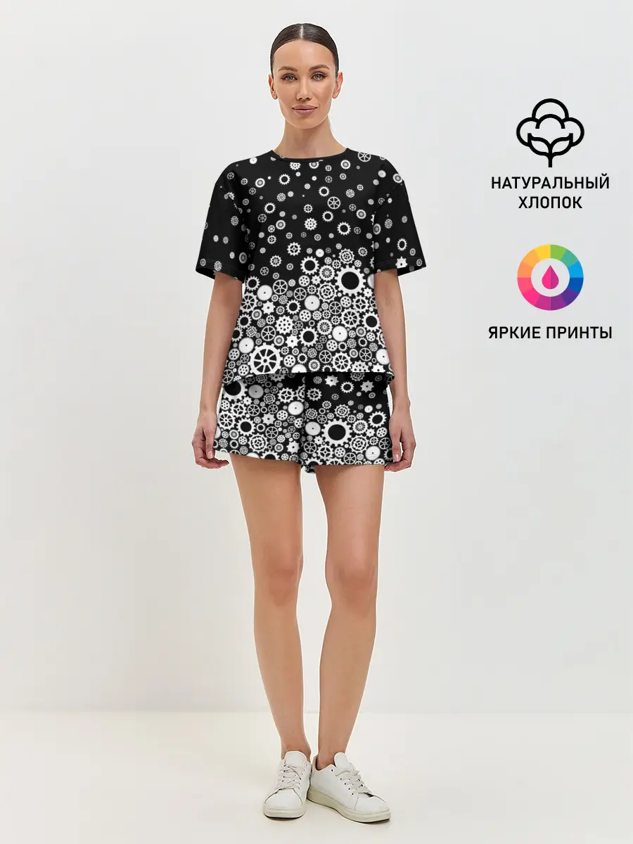 Женская пижама с шортами / Шестеренки