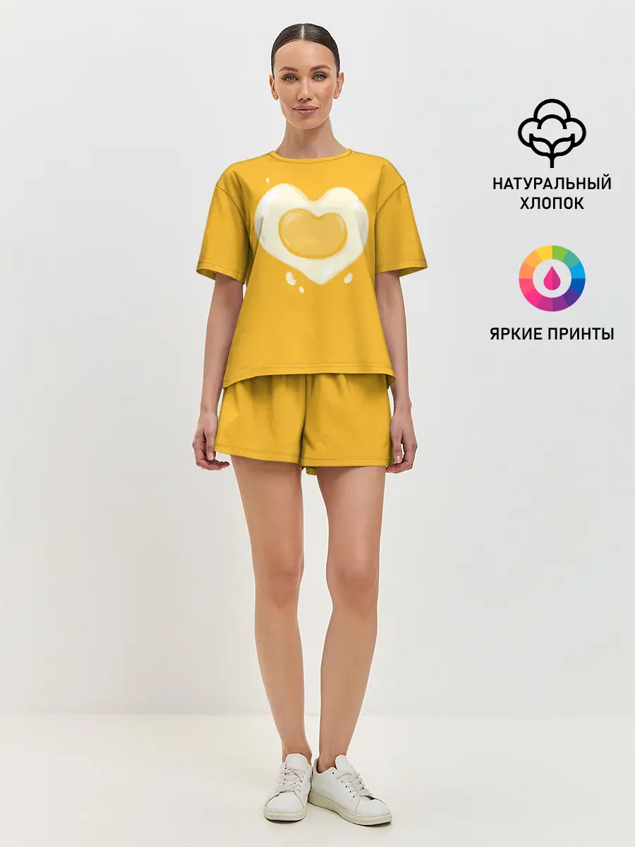 Женская пижама с шортами / Яичница Сердечко