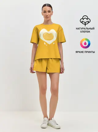 Женская пижама с шортами / Яичница Сердечко