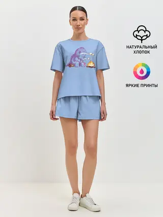 Женская пижама с шортами / Трицератопс у Костра