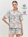 Женская пижама с шортами / Снеговики