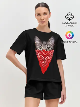Женская пижама с шортами / Gangsta Cat