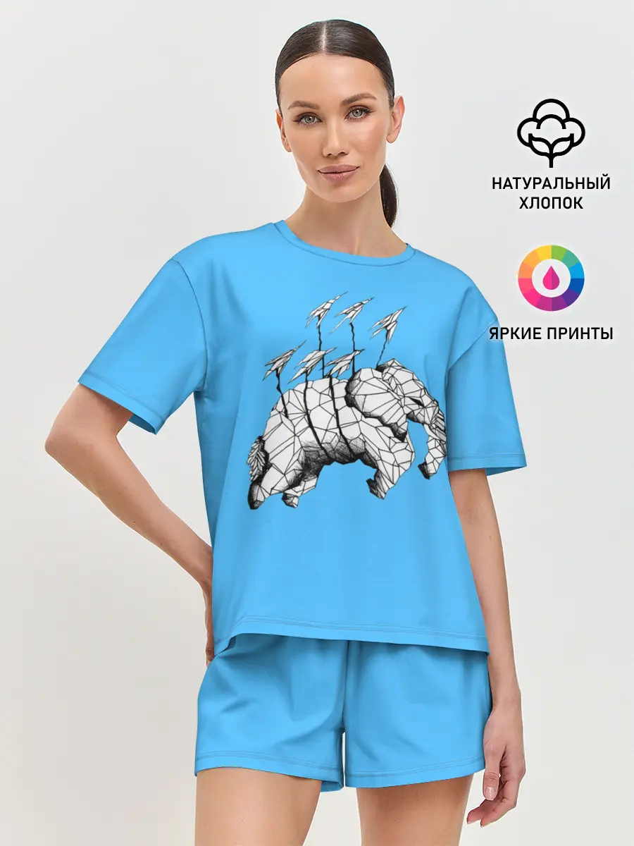 Женская пижама с шортами / Бумажный Слон