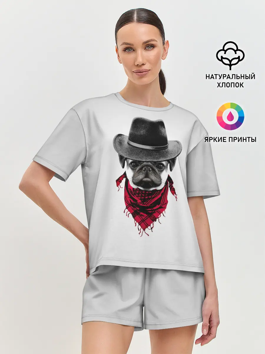 Женская пижама с шортами / Мопс