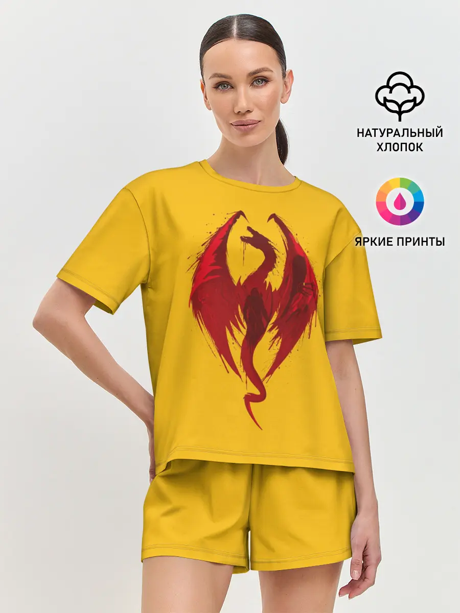 Женская пижама с шортами / Красный Дракон