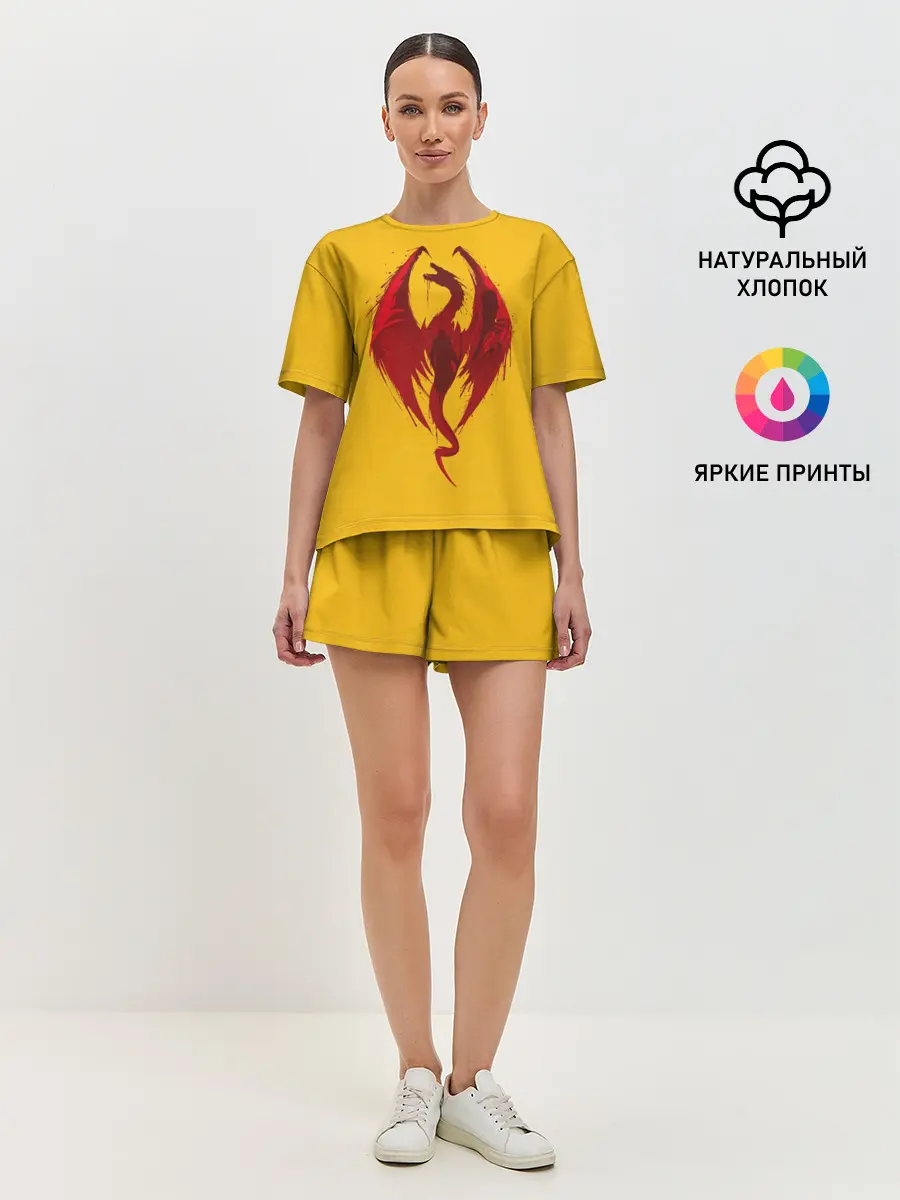 Женская пижама с шортами / Красный Дракон