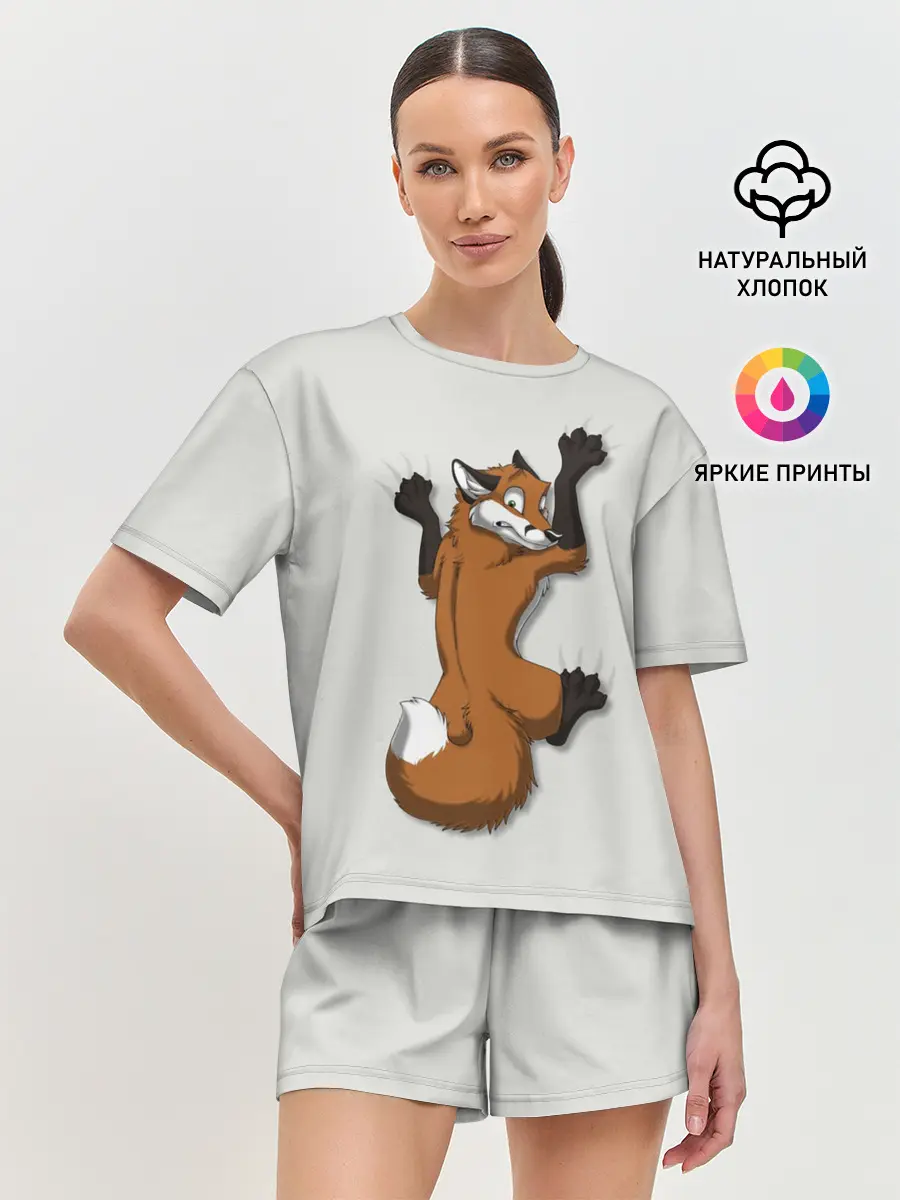 Женская пижама с шортами / Лис Вцепился