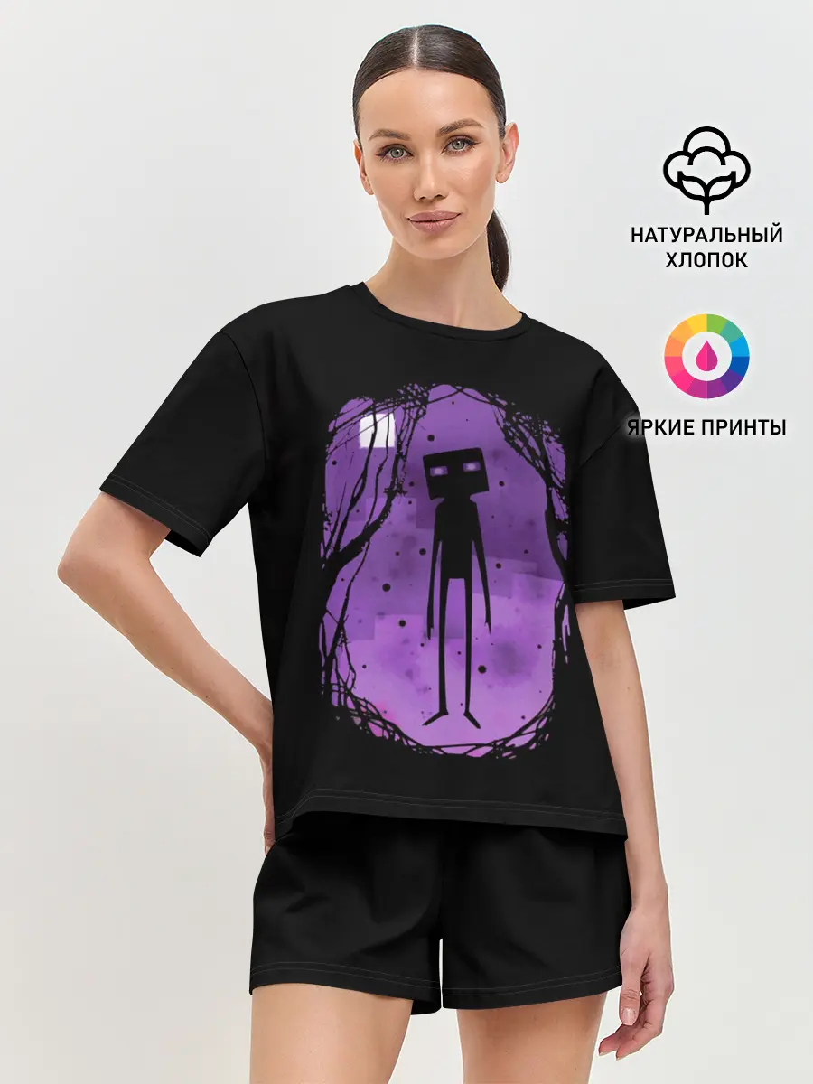 Женская пижама с шортами / Minecraft Эндермен