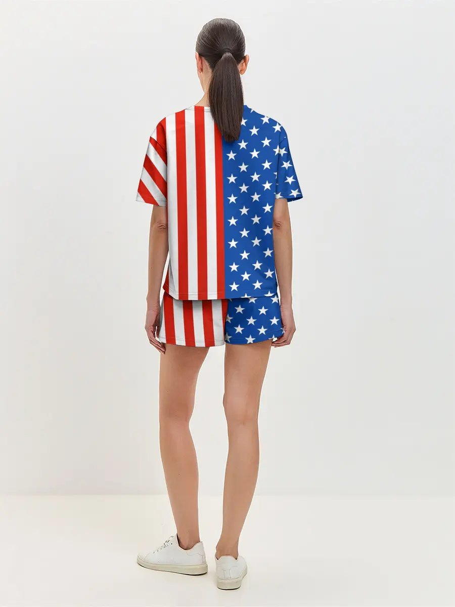 Женская пижама с шортами / Американский Флаг