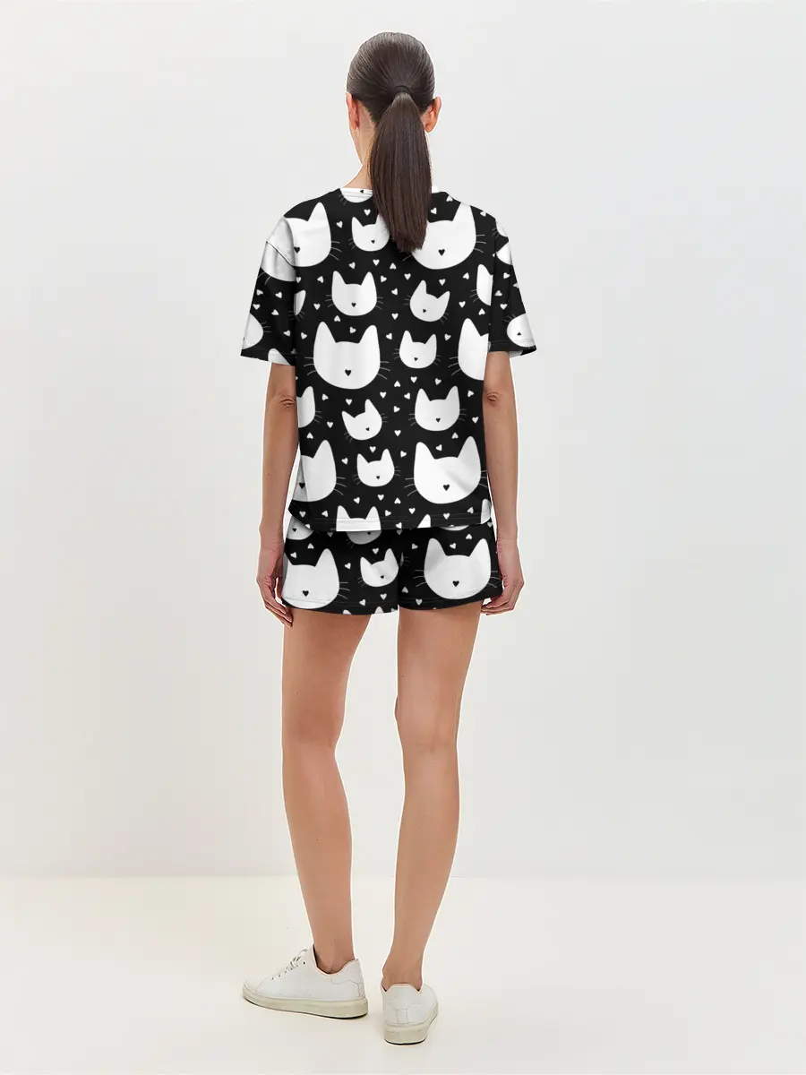 Женская пижама с шортами / Love Cats Pattern