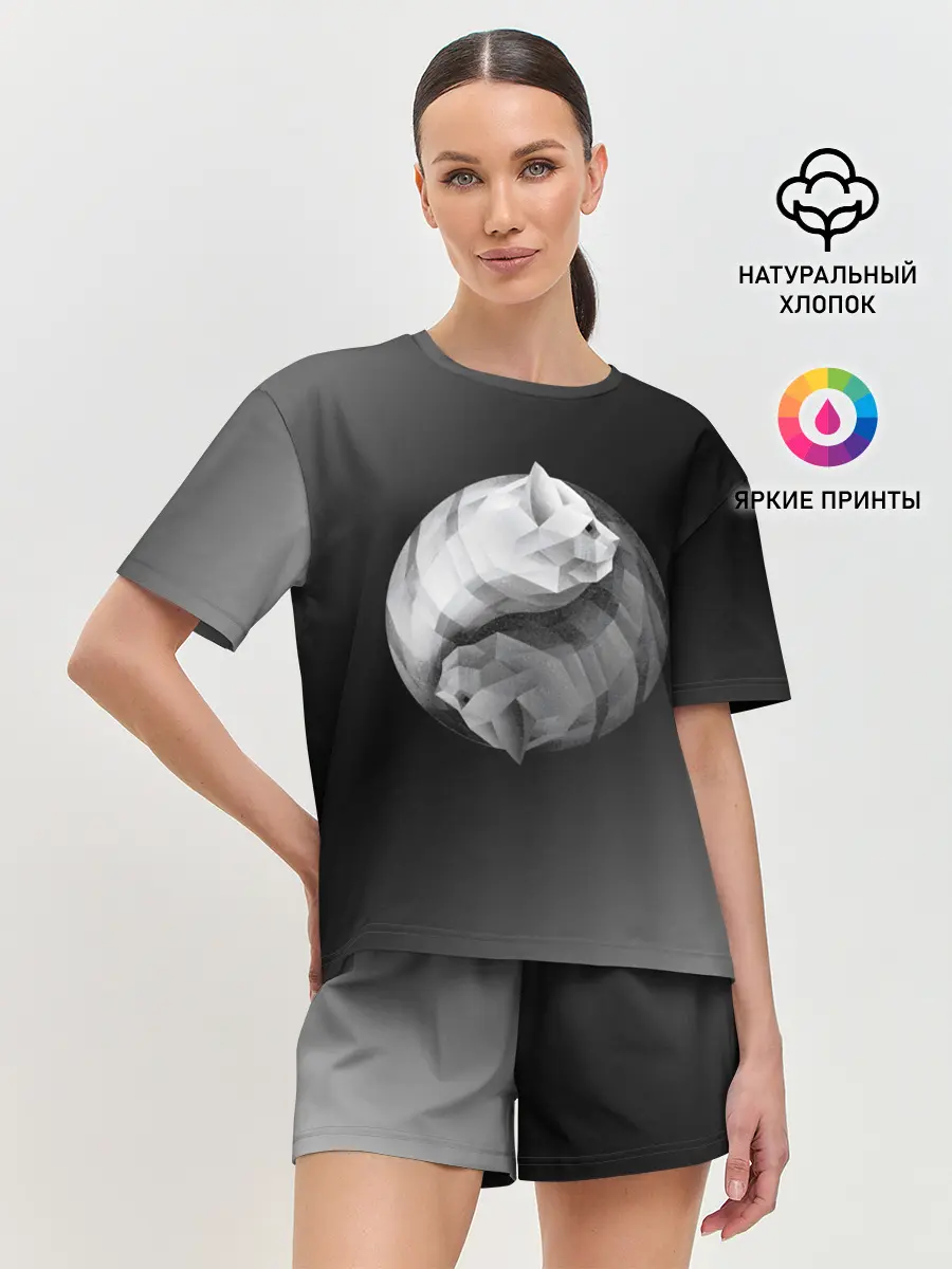 Женская пижама с шортами / Янь Янь Котики