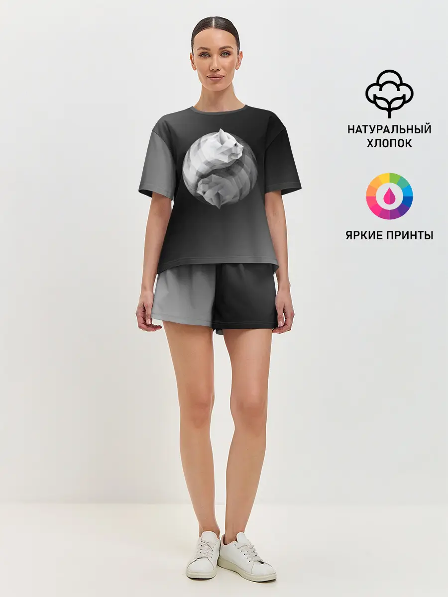 Женская пижама с шортами / Янь Янь Котики