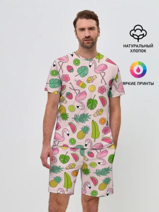 Мужской костюм с шортами / Фламинго | Лето