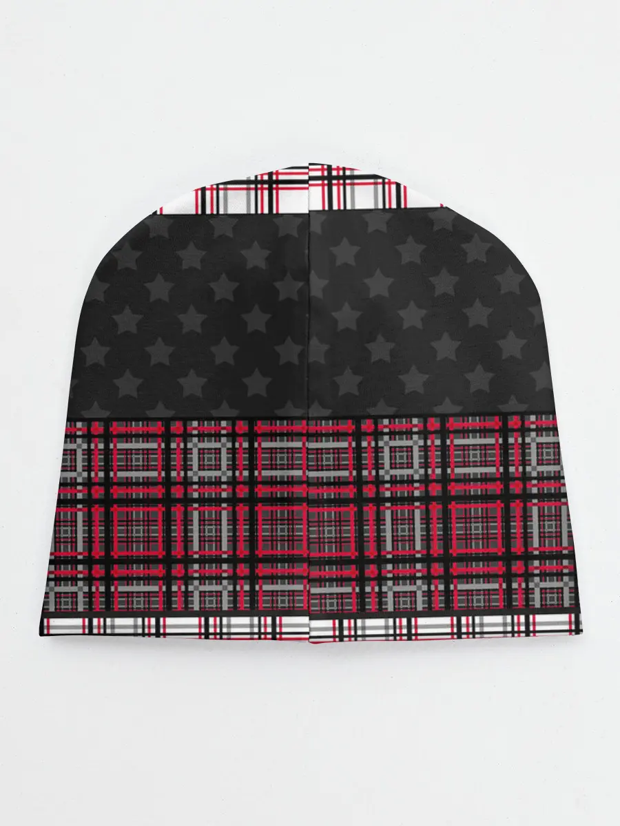 Детская шапка / Комбинированный красно-серый