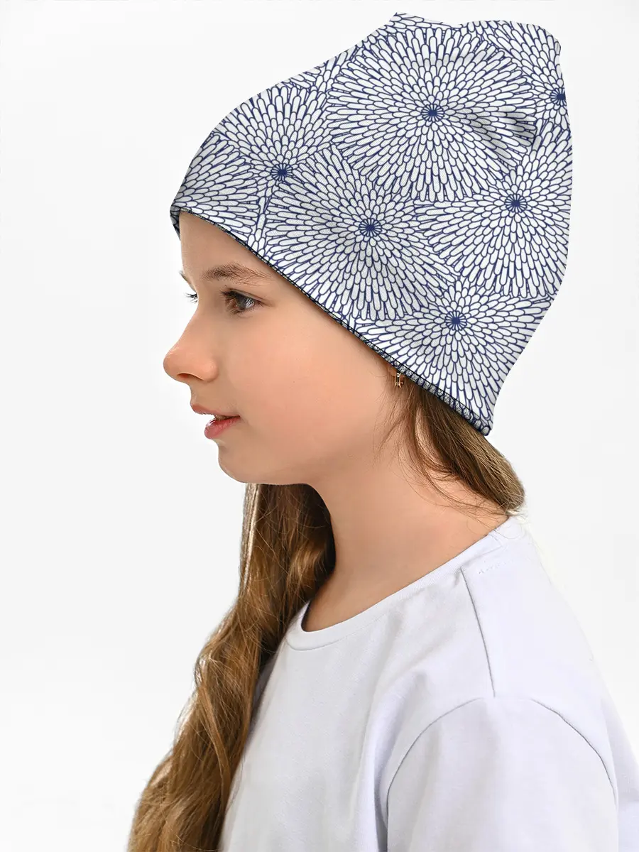 Детская шапка / БЕЛЫЕ ХРИЗАНТЕМЫ | ПАТТЕРН