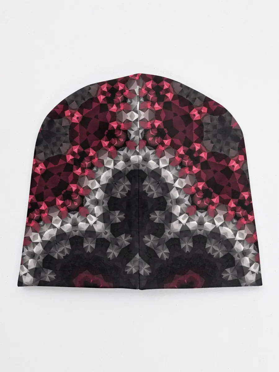 Детская шапка / Красно-черный мозаичный узор