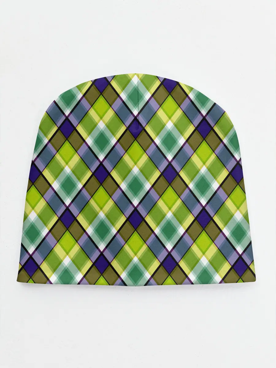 Детская шапка / Крупный клетчатый косой узор