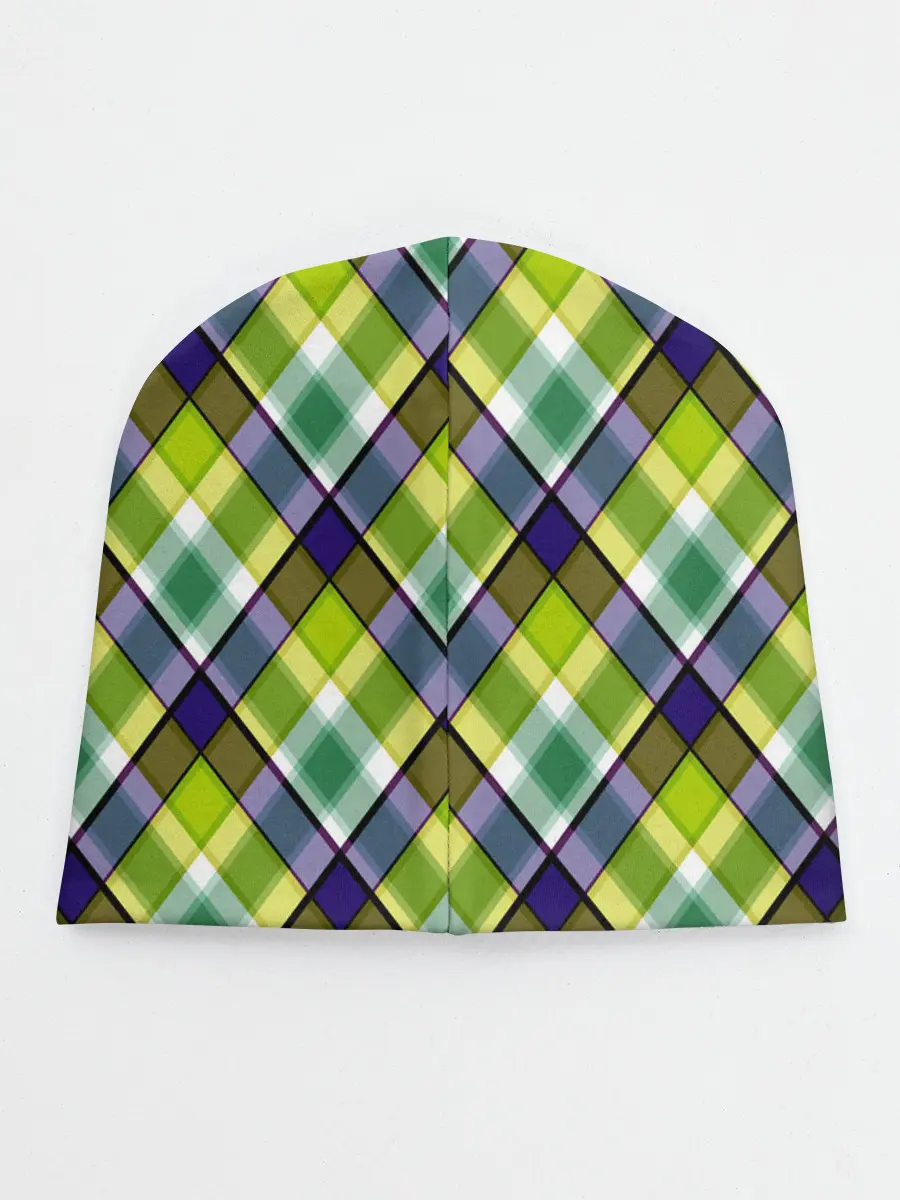 Детская шапка / Крупный клетчатый косой узор