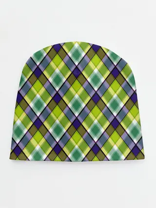 Детская шапка / Крупный клетчатый косой узор