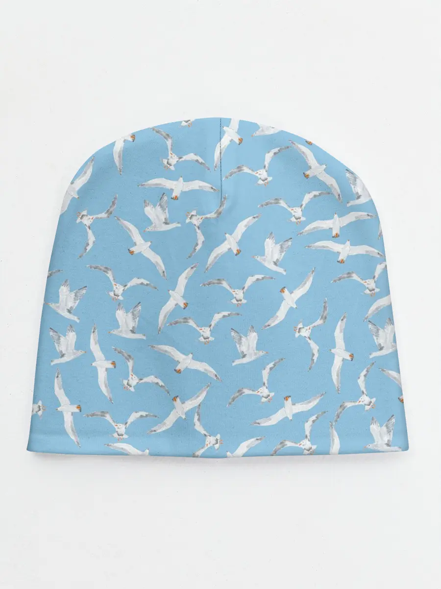 Детская шапка / Чайки в небе паттерн