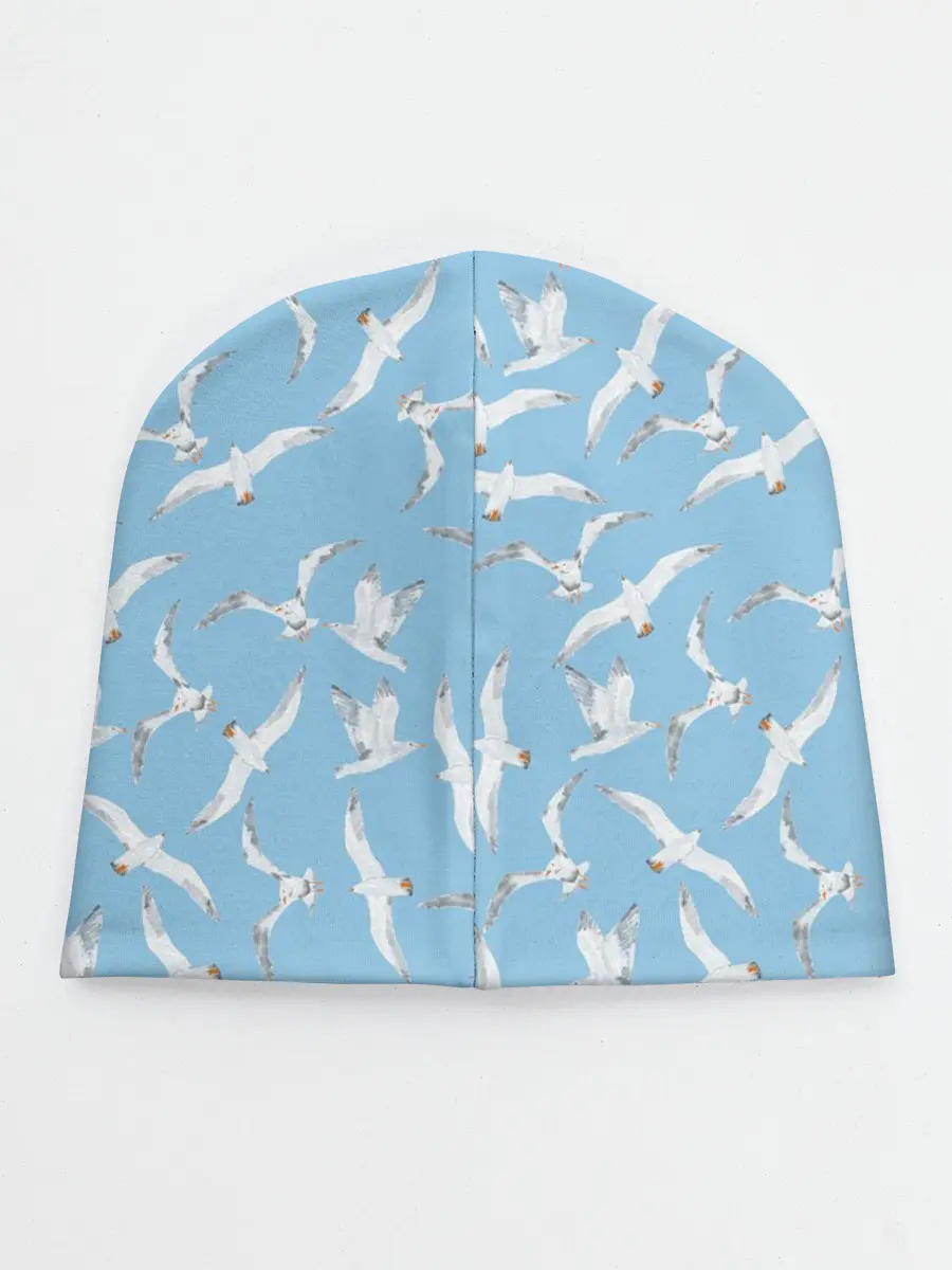 Детская шапка / Чайки в небе паттерн