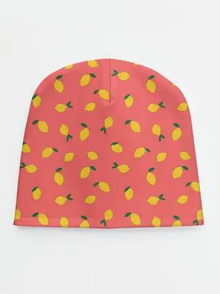 Детская шапка / Лимоны на кораловом
