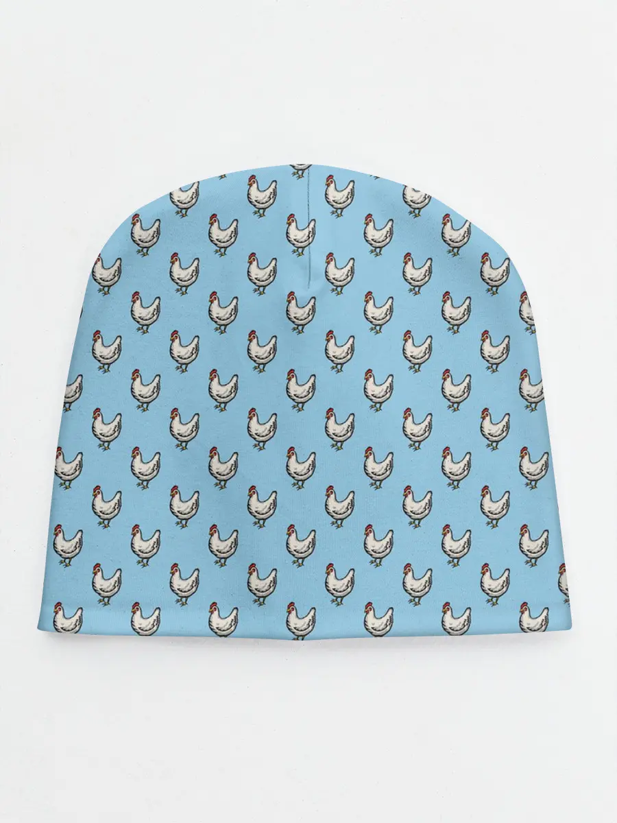 Детская шапка / Белая курочка паттерн