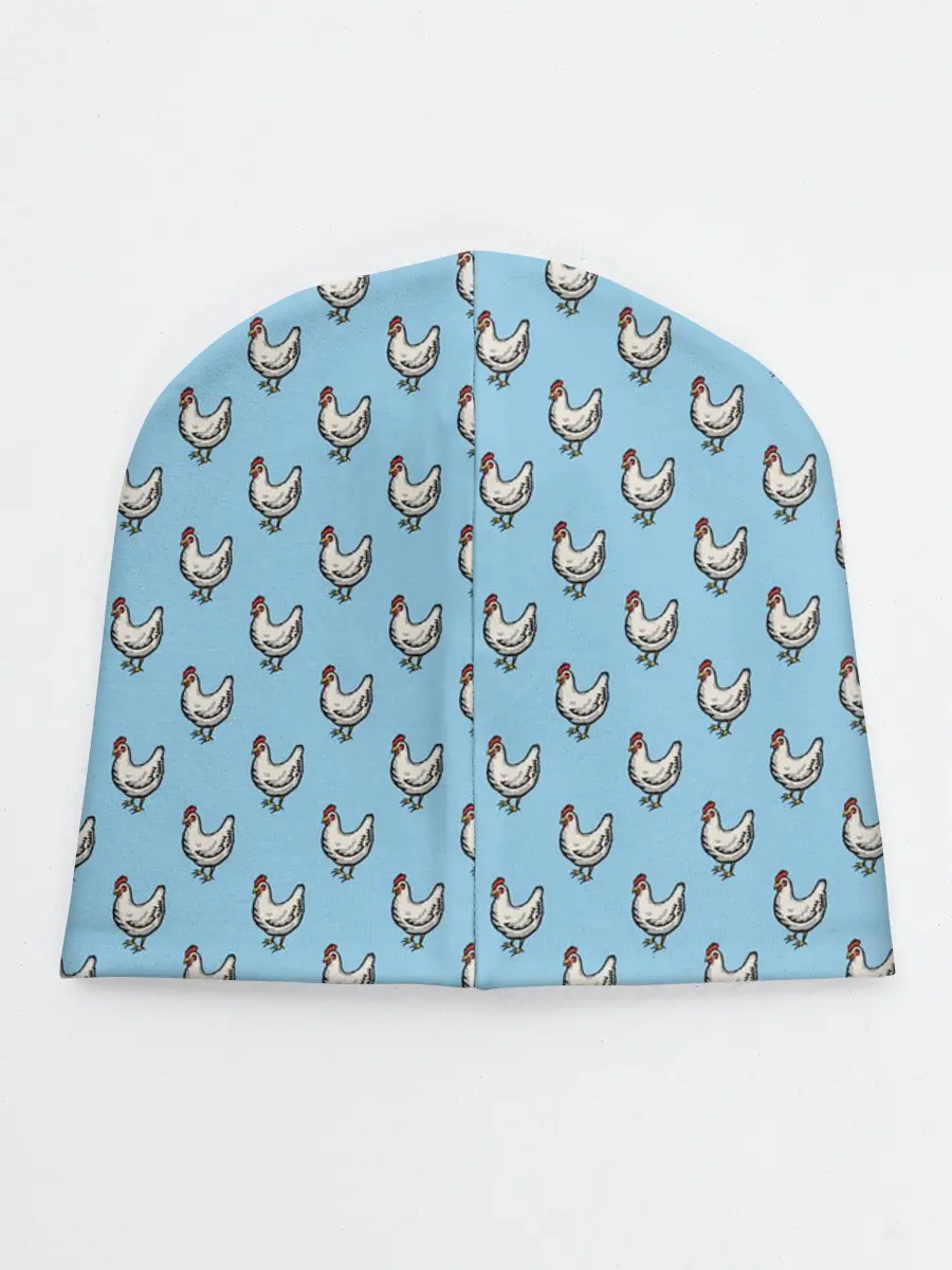 Детская шапка / Белая курочка паттерн
