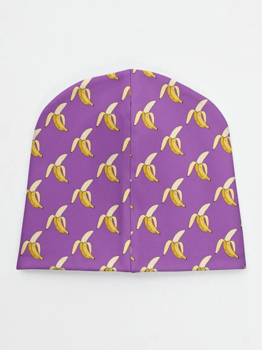 Детская шапка / Бананы на лиловом паттерн