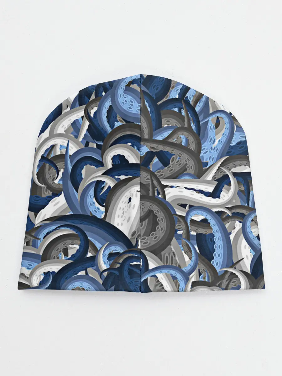 Детская шапка / Синий камуфляж с щупальцами