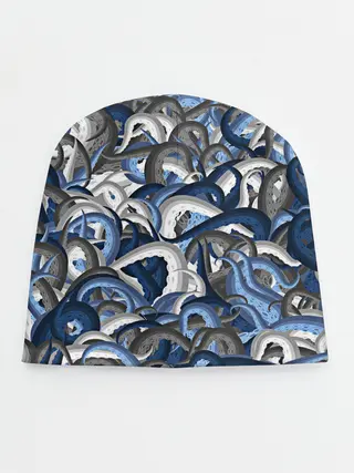 Детская шапка / Синий камуфляж с щупальцами