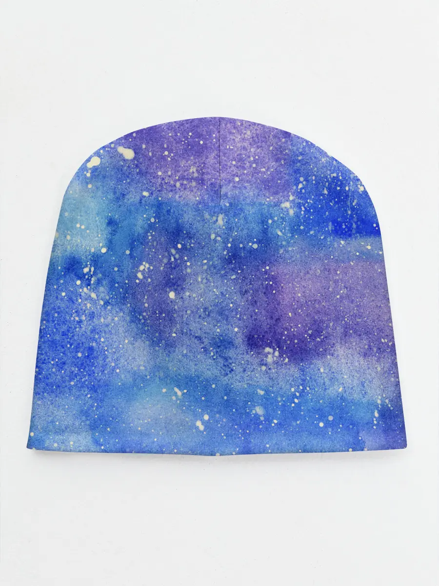 Детская шапка / Акварельные разводы и брызги красок