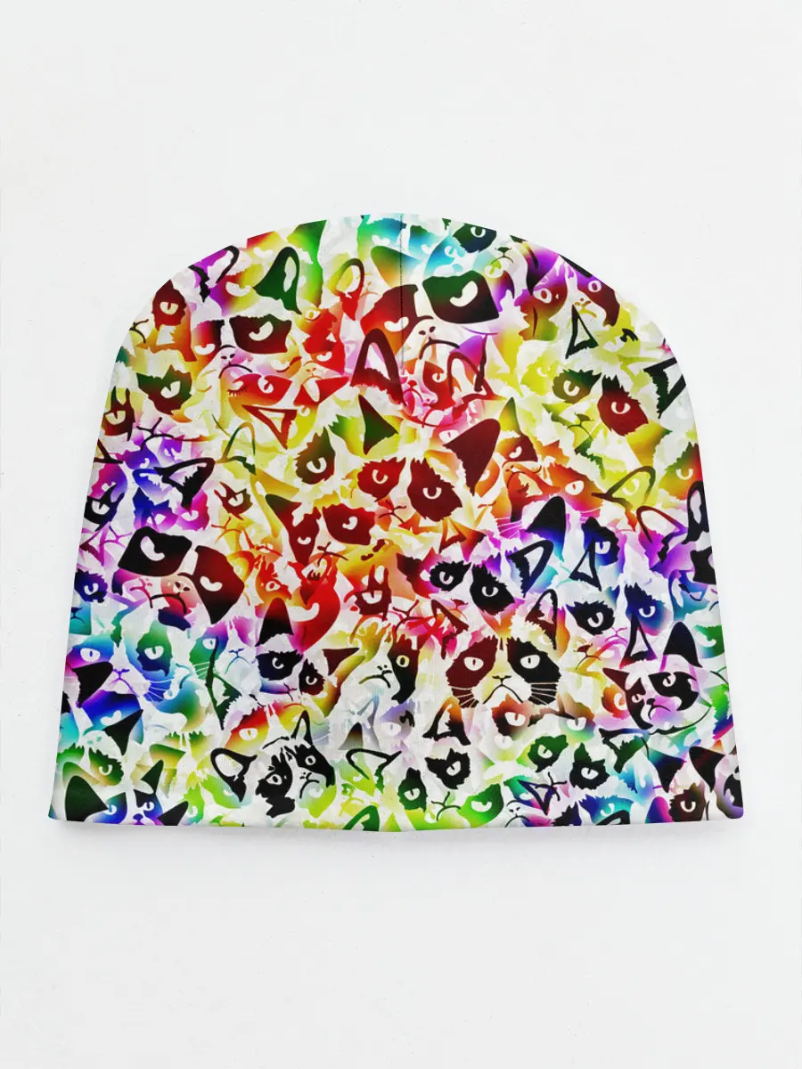 Детская шапка / Веселый узор из грустных котов
