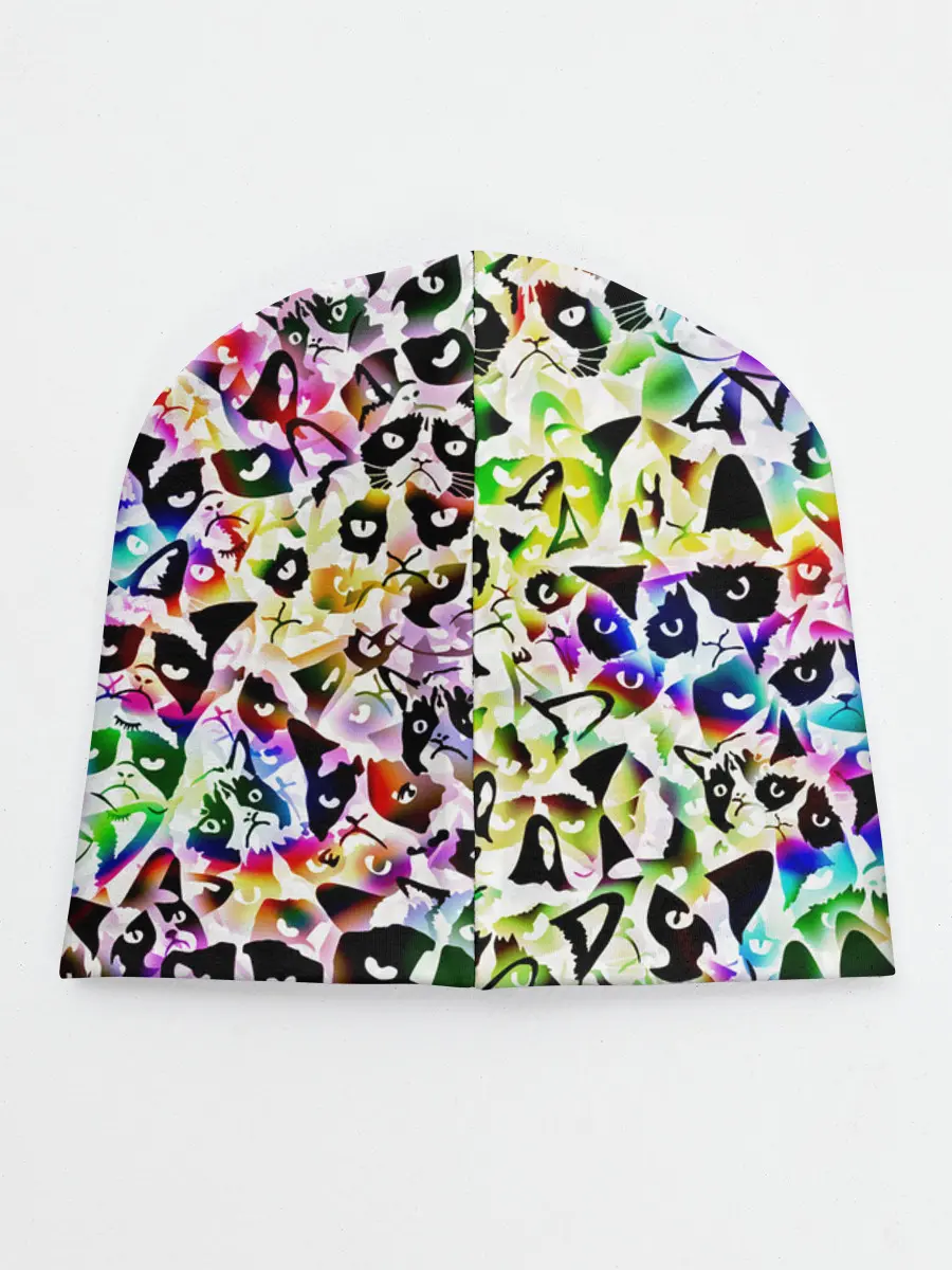 Детская шапка / Веселый узор из грустных котов