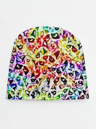 Детская шапка / Веселый узор из грустных котов