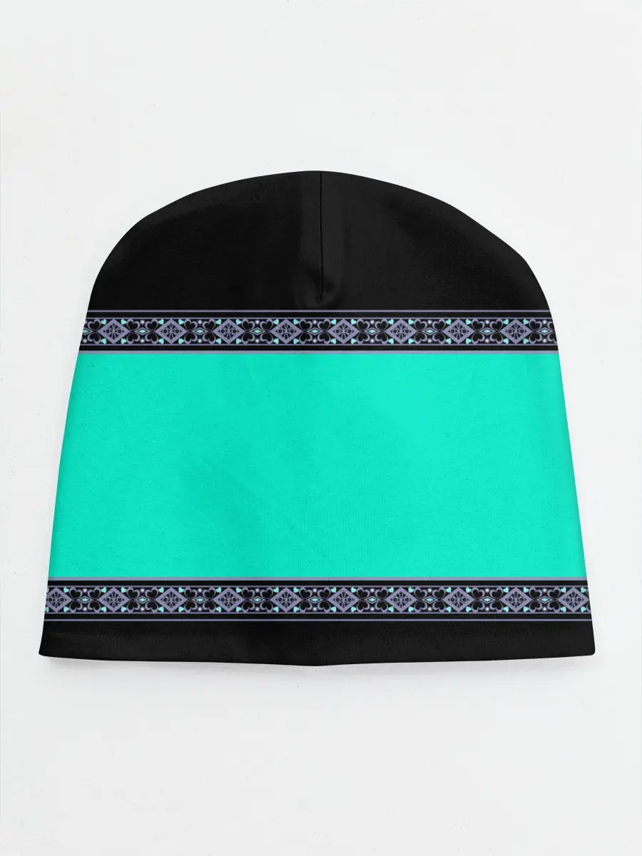 Детская шапка / Черно-бирюзовый узор