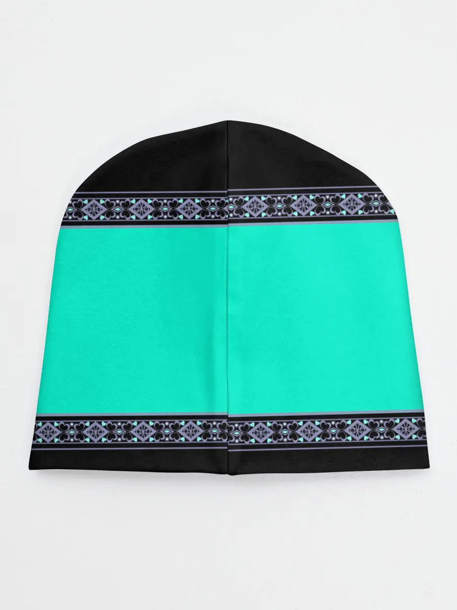 Детская шапка / Черно-бирюзовый узор