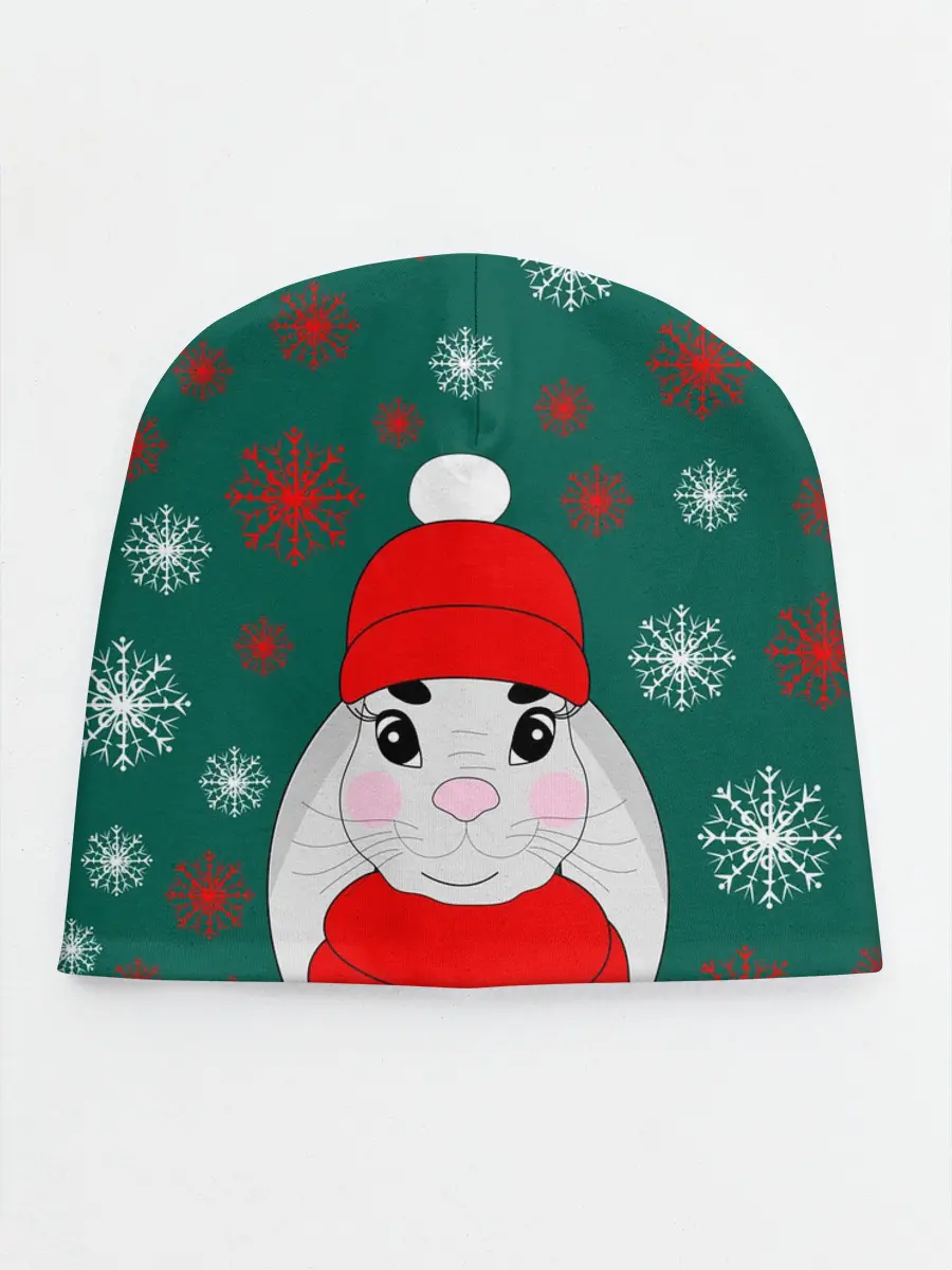 Детская шапка / зимний кролик и снежинки